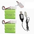 7.2V 2400mAh Rechargeable Ni-MH Battery AA Battery Pack with Standard Tamiya Connector for RC Car RC Truck Household Appliances 2 Pack with USB Charger