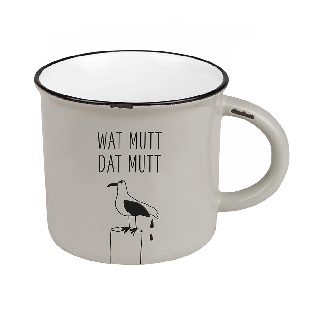 Kaffeetasse vintage| Keramik Becher zum verschenken | 400 ml | maritim | Wat mutt dat mutt
