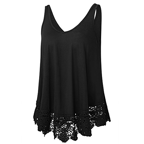 image for WEUIE Womens Tops Hot Sale Womens Lace Casual Sleeveless Blouse Hollow