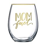 Mom Fuel Wine Glass - 20 oz Stemless Wine Glass - Funny Mom Wine Glass | Great Gift for Birthday Christmas Mother's Day