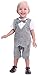 ZOEREA Baby Boy Gentleman Rompers Striped Toddler Suit 2pcs Outfit, 70CM/3-6 Months, Grey