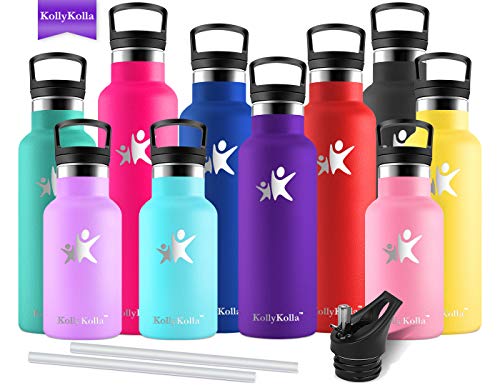 KollyKolla Vacuum Insulated Water Bottle Metal Water Bottles with Straw & Filter Hot & Cold Drinks Bottle Stainless Steel Thermoflask Leakproof Kids Sports Bottle(750ml Dark Purple)