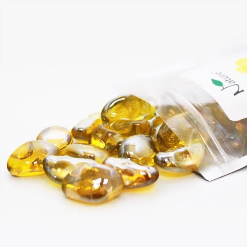 Nature Aquarium Shimmer Glass Pebbles - Yellow Glass Pebbles 8 oz. Large
