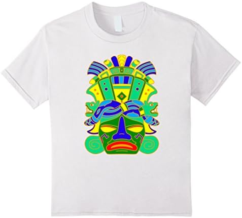 Kids Colourful Mayan Mask Design T-Shirt 4 White