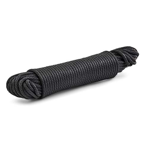 Rope Ratchet, 1/8" Long Solid Braid Polyester Rope, Sold in 50 Foot Hanks (Lengths) - Black