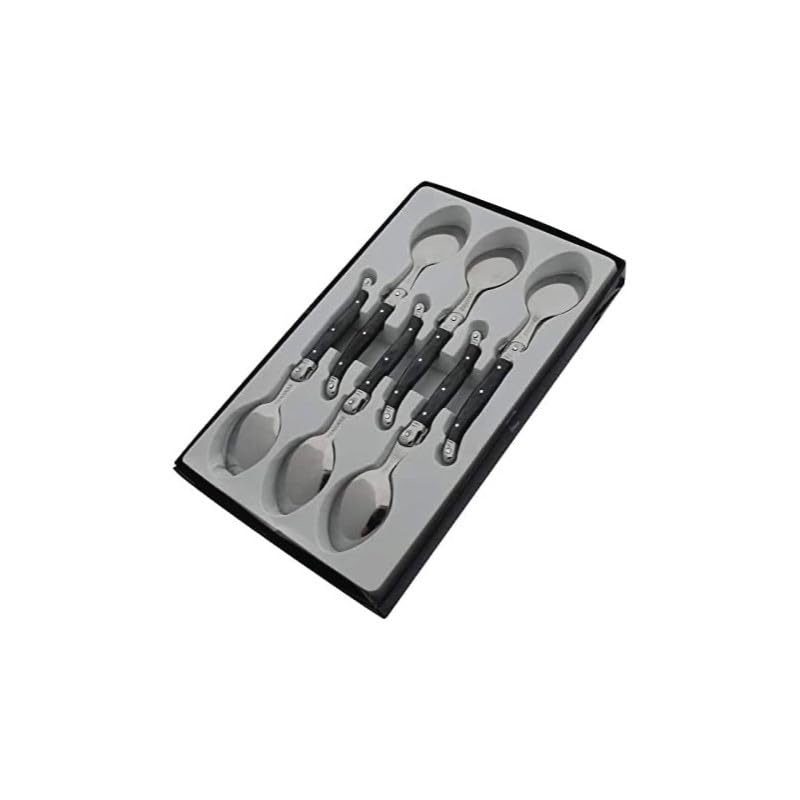 Pradel Excellence 7212G-6NT Laguiole Box of 6 Marbled Effect Grey Teaspoons (26 x 16 x 2.5cm)
