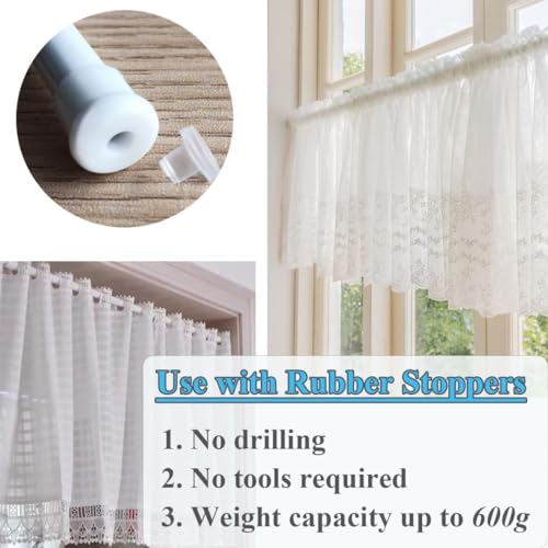 2 Pieces Glass Curtain Rods Without Drilling - Extendable Pressure Curtain Rod Rod with Spring Pressure Curtain Poles, Diameter 10mm, 30-45cm(White)