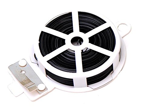 1 Roll Coil 50M 164 FT Black Metal Sealing Rope Multi-Function Sturdy Tie-Up Device with Cutter Plastic Wrapped Wire Twist Tie Wired String for Home Gardening Office - Thumbnail 5
