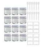 Clear Thick Glass Straight Sided Jar with White