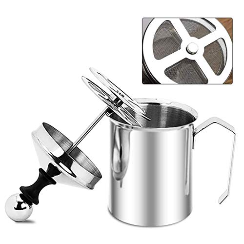 Elektrischer Schneebesen, Handpumpen-Milchaufschäumer aus Edelstahl, manuell betriebener Milchschaumbereiter, 17-Unzen…