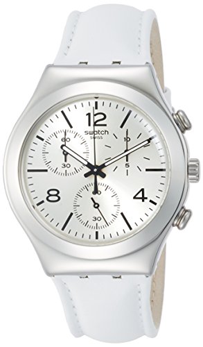 Swatch Biancamente Men'S Leather Strap Watch Ycs111