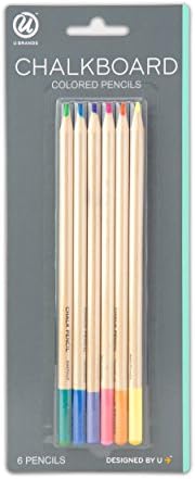 U Manufacturers Chalkboard Coloured Pencils, Assorted Colours, 6-Rely