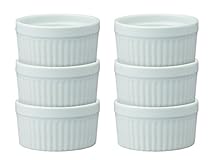 HIC Ramekins, Fine White Porcelain Souffle, 4-Inch, 8-Ounce Capacity, Set of 6