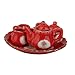 MagiDeal Dollhouse Miniature Dining Ware Porcelain Tea Set Dish Cup Plate 8pcs Red
