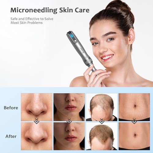 Dr. Pen M8S Microneedling Pen, Original Dr. Pen Machine Microneedle Wireless Professional Microneedling Pen Kit for Face Body Hair Beard Growth Gift – 8 Cartridges