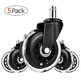 Mvpower Office Chair Caster Wheels, 5 Pack Desk Chair Wheels 3 Inch Stem Caster Chair Wheel Replacement with Universal Standard Rubber Wheel Casters for Office Chair Smoothly & Quietly Universal Fit
