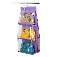 DierCosy 6 Pocket Large Transparent Wallet Handbag Hanging Shelf Wardrobe (Purple)