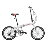 Murtisol Folding Bike 20’’ Hybrid Bicycle Reinforced Frame Commuter Bike with 6 Speeds Derailleur, Durable Frame, Adjustable Seat, White