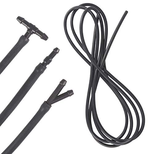 BingSnow Windshield Washer Nozzle Hose Kit, Universal 3 Meters Washer Fluid Hose with 6 Pcs Hose Connectors Suitable for Most Windshield Washer Nozzle Installation