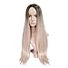 Lady Miranda Ombre Brown to Honey Wig Blonde High Density Heat Resistant Synthetic Hair Weave Full Wigs for Women (24