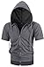 MIEDEON Mens Slim Fit Short Sleeve Lightweight Zip-up Hoodie With Kanga Pocket