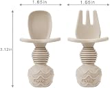 PandaEar Silicone Baby Weaning Set Divided Plate 2 Tiny Cups Spoons Forks view 4