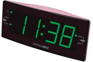 HANNLOMAX HX-163CR Alarm Clock Radio, PLL FM Radio, Green LED 1.8 inches Jumbo Display, Dual Alarm, Dimmer, AC Operation only