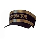 Black Engineer Train Conductor Hat Cap with Gold Lettering and Trim
