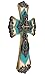 Old River Decorative Layered Teal Tuscan Wall Cross Scrolly Fleur De Lis