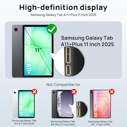 Gerutek Anti-Drop Case for Samsung Galaxy Tab A11 Plus 11" 2025, (SM-X230/X235/X236B), Rugged Case with Rotating Stand, Hand/Shoulder Strap, Pen, Galaxy Tab A11+ Plus Case, Black