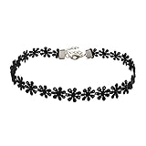 PearlPlus Vintage Black Lace Flowers Lolita Tattoo Gothic Choker Necklaces