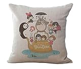 HomeTaste Cute Totoro Decorative Linen Throw Pillow Cover 18x18