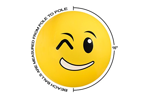 16" Emoji Party Pack Inflatable Beach Balls - Beach Pool Party Toys (12 Pack)