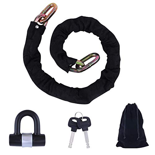 Heavy Duty Motorcycle Lock, Scooter Lock, for Outdoor Lock Bike,Warehouse Doors, Farms,Generator,Lawn Mower ect,(Chain:47.24in Length x12mm Dia/and 16mm Diameter U Lock)
