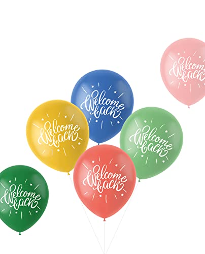 Folat - Ballonnen Retro Welcome Back Meerkleurig 33cm - 6 stuks