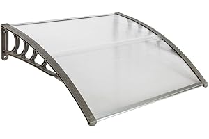 ANTSKU 40" x 40" Door Window Awning Exterior, Polycarbonate Cover Entry Door Outdoor Patio Awning Canopy, Front Door Overhang Awning for Sun Shutter, UV, Rain and Snow Protection, Hollow Sheet (Clear Board)