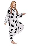 leahum Kigurumi Costume Cosplay Sleepsuit Cartoon Lounge Wear Pajamas Halloween Pajamas (XL, Cow)