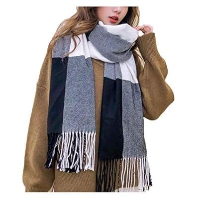 Wander Agio Women's Fashion Scarves Long Shawl Winter Thick Warm Knit Large Plaid Scarf Wander Agio Women's Fashion Scarves Long Shawl Winter Thick Warm Knit Large Plaid Scarf
