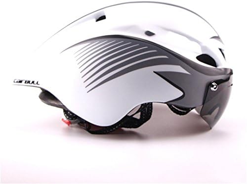 HELMESG Aero Tt Road Bicycle Helmet Goggles Racing Cycling Bike Sports Safety In-Mold Goggle white black