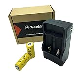 Rechargeable CR123A Battery, Veeki RCR123A 3.7V 700mAh Protected Li-ion 16340 Batteries 2Packs for High Drain Device (2PC+CHARGER)