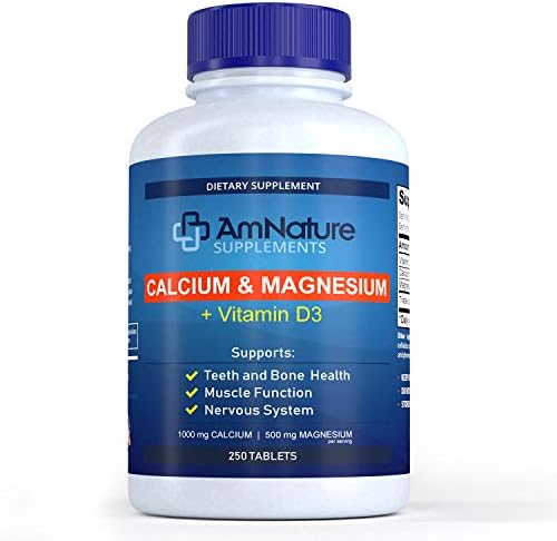 Calcium & Magnesium With Vitamin D3 And Bentonite Clay - 1000Mg Calcium And 500Mg Magnesium Makes It Optimal And Recommended 2:1 Ratio For Teeth And Bone Health, Nervous System, Muscle Function And More, 250 Tablets, 3 Month Supply (784672455138)
