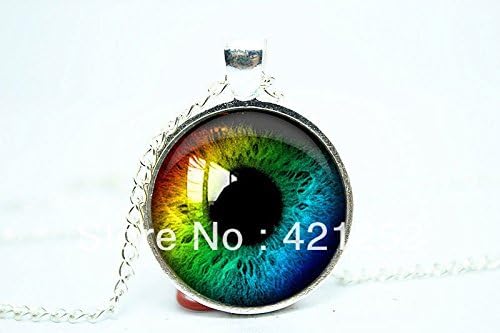 Pretty Lee 2015 Fashion Rainbow Eye Necklace Third Eye Jewelry Evil Eye Pendant Glass Cabochon Necklace Christmas gift