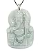 Dahlia Guan Gong Jade Necklace, Real Grade A Certified Burma Jadeite Chinese God of War and Wealth, Adjustable Lucky Red Silky Cord, Q80