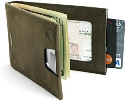 Andar Leather Slim RFID Blocking Minimalist Bifold Wallet with Money Clip made of Full Grain Leather
