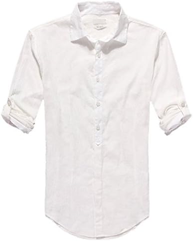 Zeemos Men's Cotton Linen Blend Shirts Ultra Light Colorful Shirts Colour White Size XXS