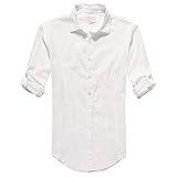 Zbrandy Men's Cotton Linen Blend Shirts Ultra Light Colorful Shirts Colour White Size XL