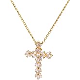 FRHDJS Cross Necklace for Women Cubic Zirconia Pendant Necklace Jesus Faith Dainty Necklace Jewelry Gift