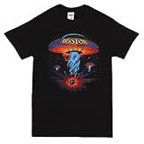 Boston Rock Band Classic Spaceship Distressed Black T-Shirt, Medium
