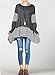 Mordenmiss Women's Stripes Asymmetry Hem Tunics Blouse with Pockets L Dark Gray