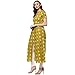 Indian Virasat Women's Printed Long Front Slit Kurta Medium Mustard Tunic Kurti